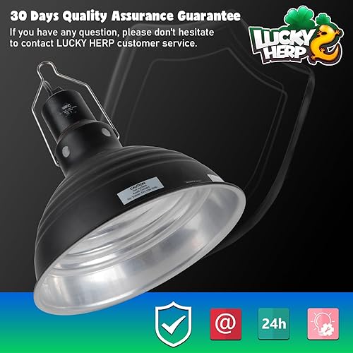 LUCKY HERP Reptile Light Fixture with Dimming Thermostat & Timer, Aluminum 5.5inch Deep Dome Reptile Lamp Fixture, Heat Lamp Fixture for UVB Bulb Basking Heat Bulb, Max 100W(Single Dome Standard,8.1 Inch)