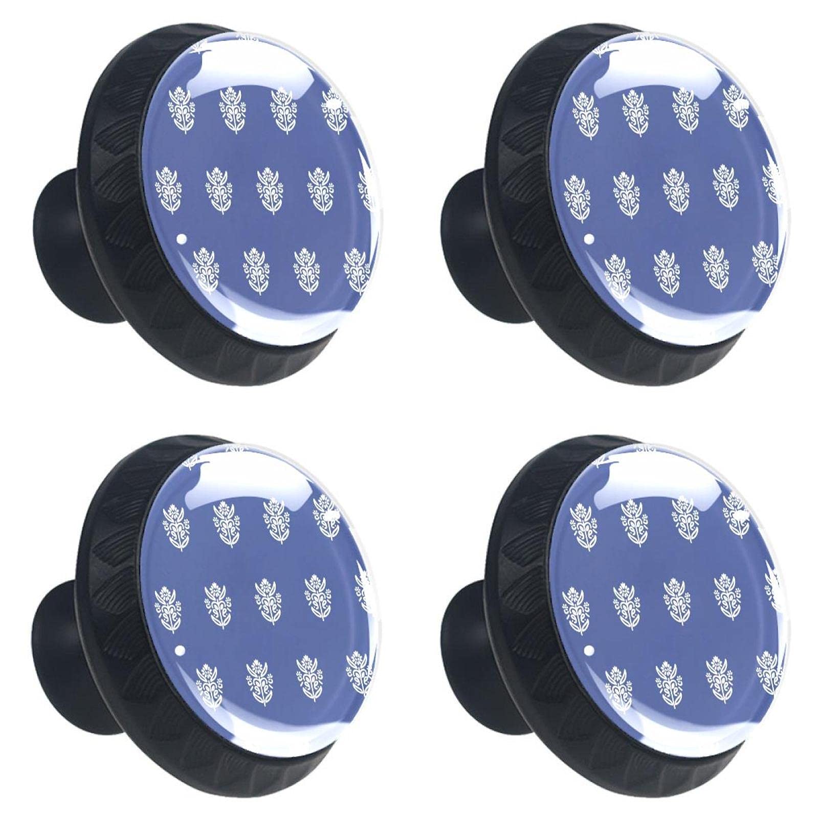 Boutons de placard ronds en verre à motif floral indien 30 mm x4