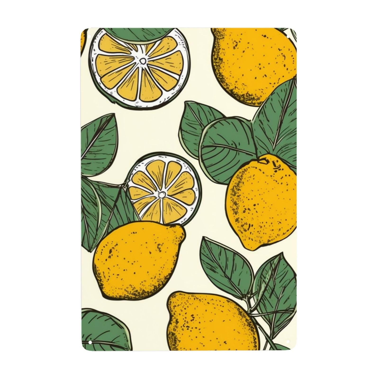 Fodpand White Vintage Tin Signs Metal Retro Wall Art Decor - Wall Hanging Decorative Plaque 8X12 Inch, Lemon Fruit Pattern Metal Signs For Home Yoga Cafes, Funny Metal Poster For Gifts