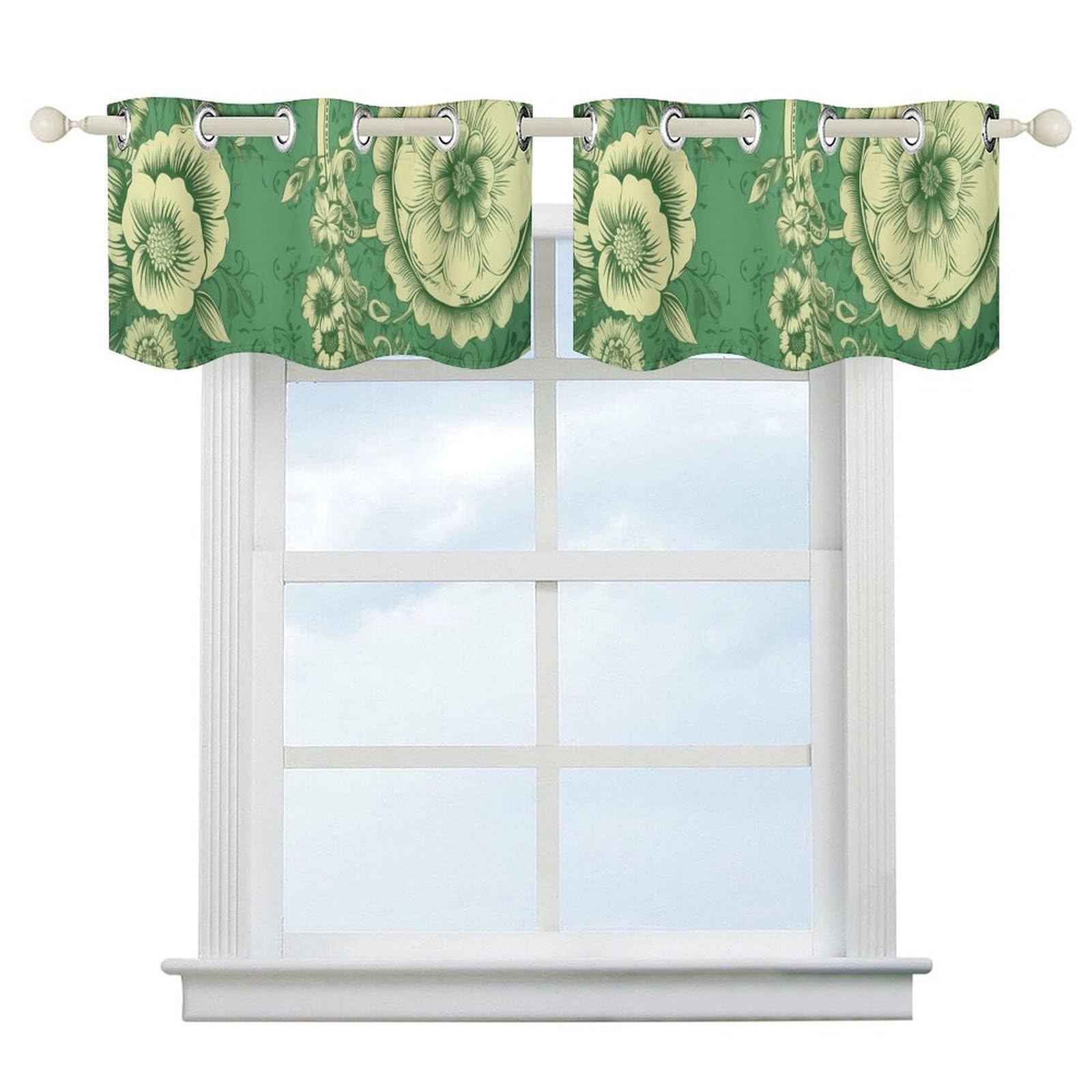 Rideaux de cuisine au style vintage vert pour créer une ambiance bistrot cosy