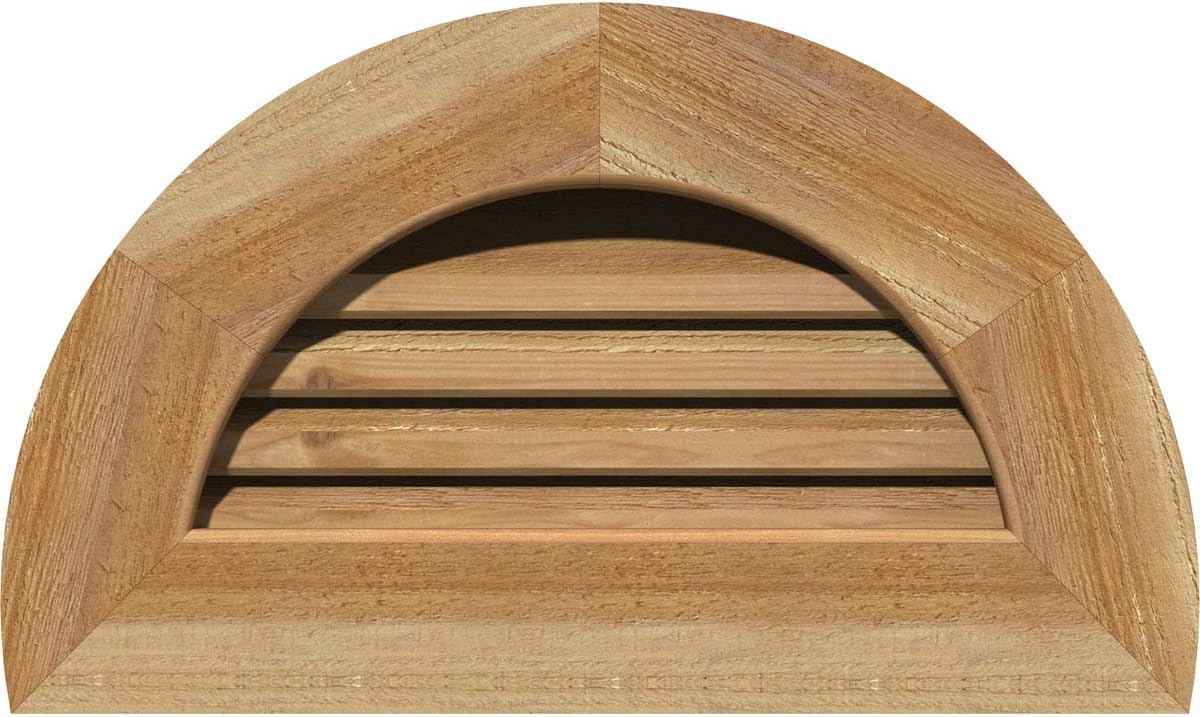 Ekena Millwork GVWHR36X1801RFUWR Half Round Gable Vent, 41"W x 23"H (Rough Opening: 36"W x 18"H), Western Red Cedar, Unfinished