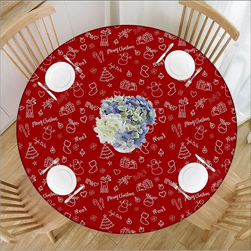 JUNTAIY Elastic Tablecloth, Christmas Elastic Edge Design Print Polyester Table Cloth, Christmas Doodles, Fits Round Table 35" Diameter, Restaurant JUNTAIY Elastic Tablecloth, Christmas Elastic Edge Design Print Polyester Table Cloth, Christmas Doodles, Fits Round Table 35" Diameter, Restaurant