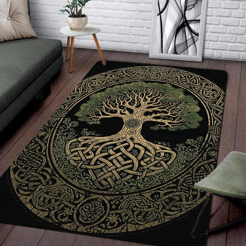 Tree of Life Rug - Tree of Life Rug Viking Carpet Celtic Rugs Modern Viking Area Rug Tree of Life Area Rug Microfiber Area Rugs Dining Room Viking Nonslip Rug Tree Life Entryway Rugs Indoor