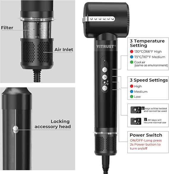 Blow Dryer Brush 7 in ONE,Autowrap Curling Wand, 110,000 RPM High-Speed Negative Ionic Hair Dryer with Diffuser Concentrator, Round Brush Blow Dryer Air Styler, Volumizing Hair Styling Tools