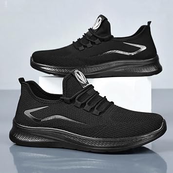 Gym Shoes For Men - Men's Fashion Sneakers with Breathable Mesh Upper and Comfortable Thick Sole for Casual Wear Non Slip Flat Bottom Sports Shoes