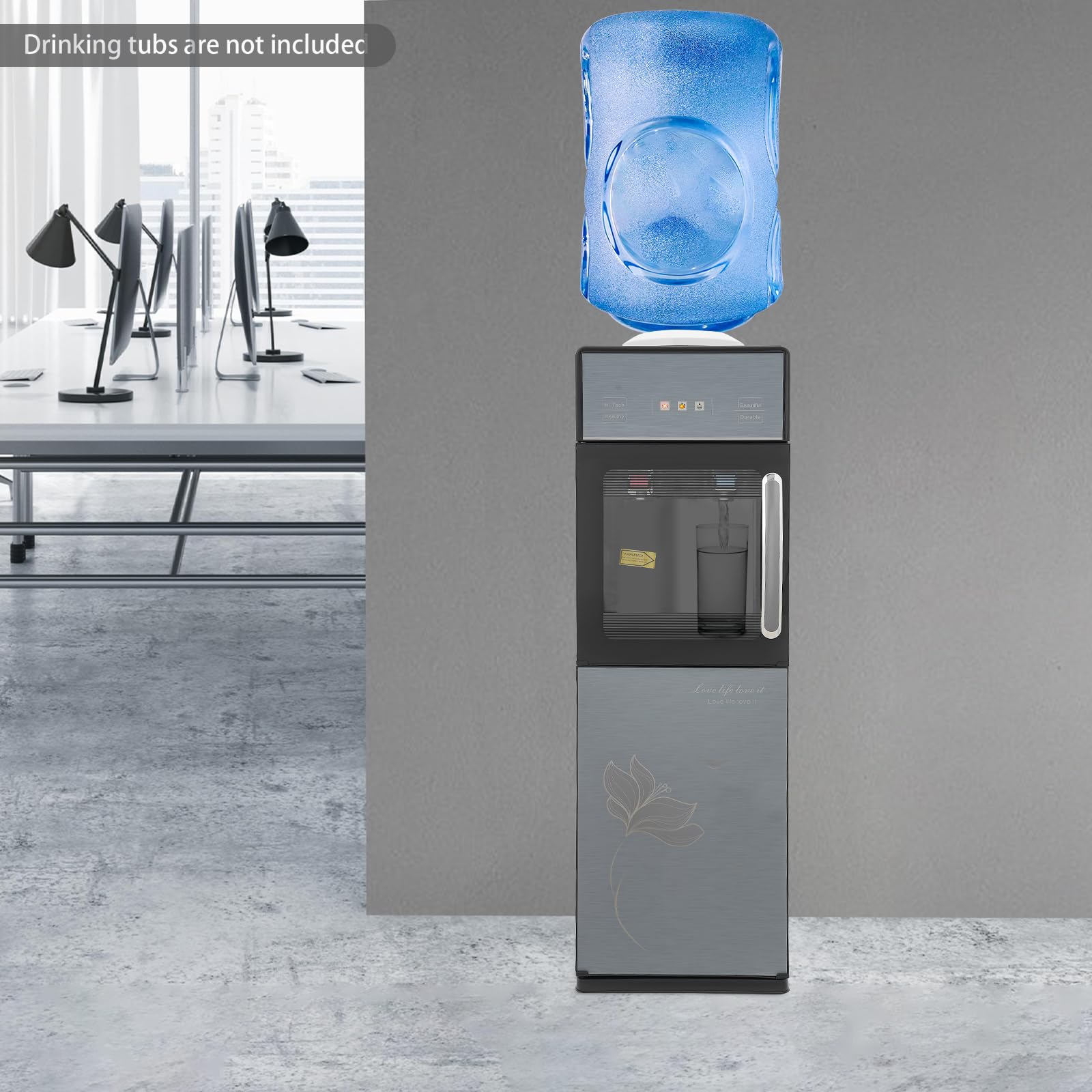 Elektryczny dozownik wody, 5 l + 2 l, chłodnica i dozownik wody z funkcjami ogrzewania i chłodzenia, dozownik wody do biura, 500 W + 90 W, dozownik wody pitnej do domu, biura, salonu, 30,5 x 31 x 96