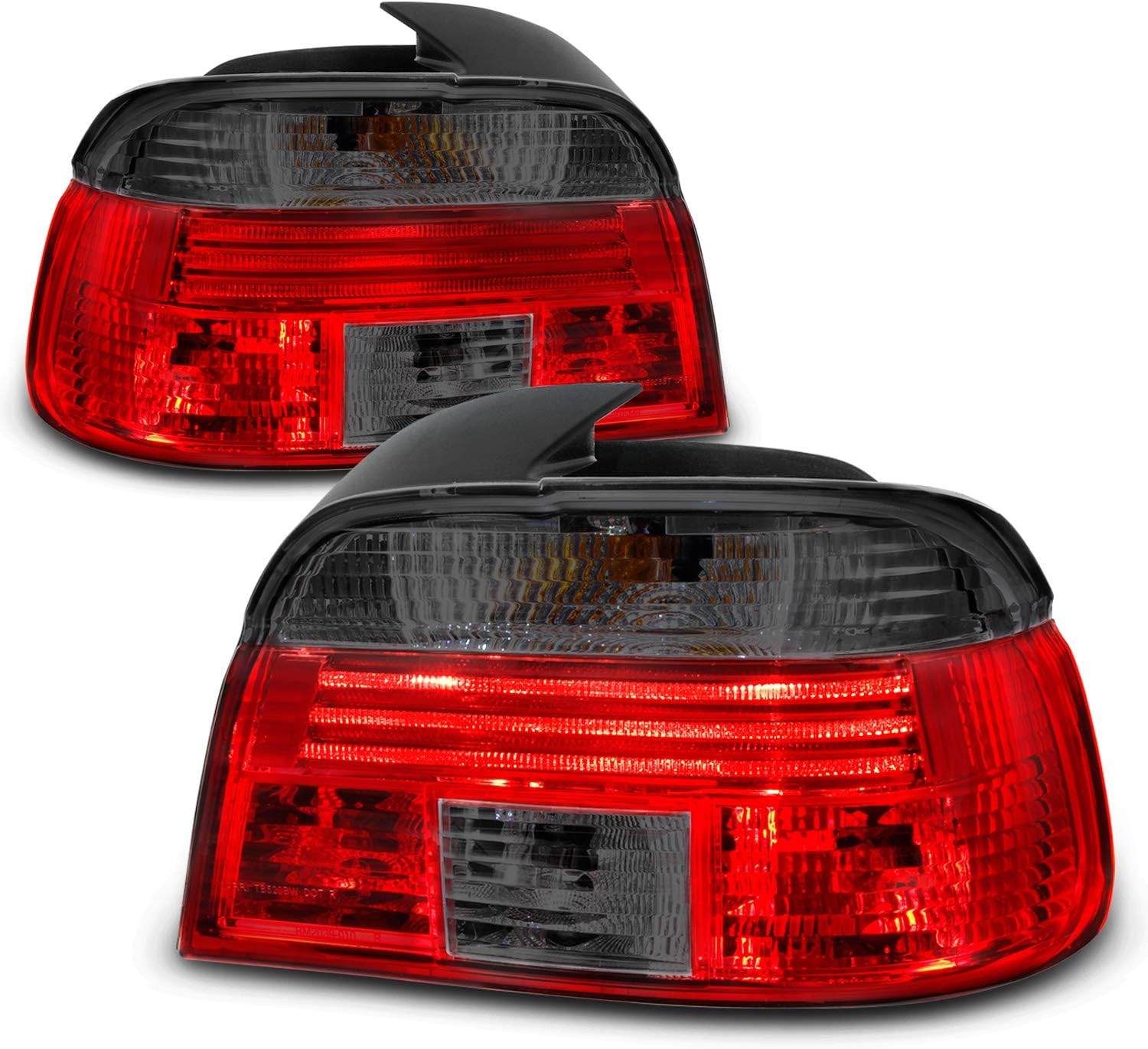 AKKON - For 1997-2000 BMW 5-Series E39 Sedan Model Red Smoked Tail Brake light Assembly Driver and Passenger Side Pair