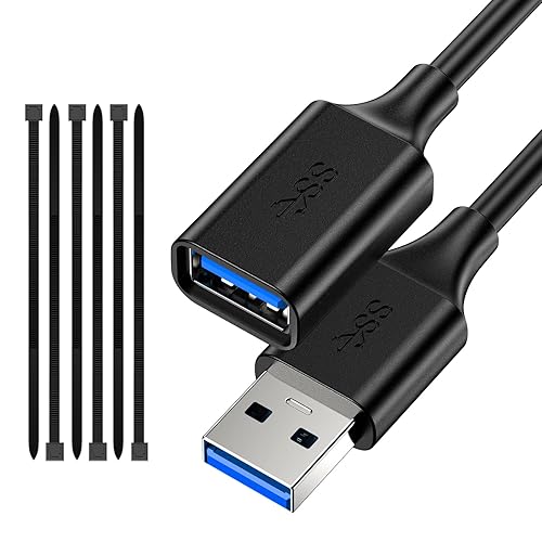 Miniatura 7 de Cable extensor USB de 13 pies (paquete de 3), cable de extensión USB 3.0, USB A macho a hembra, compatible con unidad flash USB, disco duro, lector