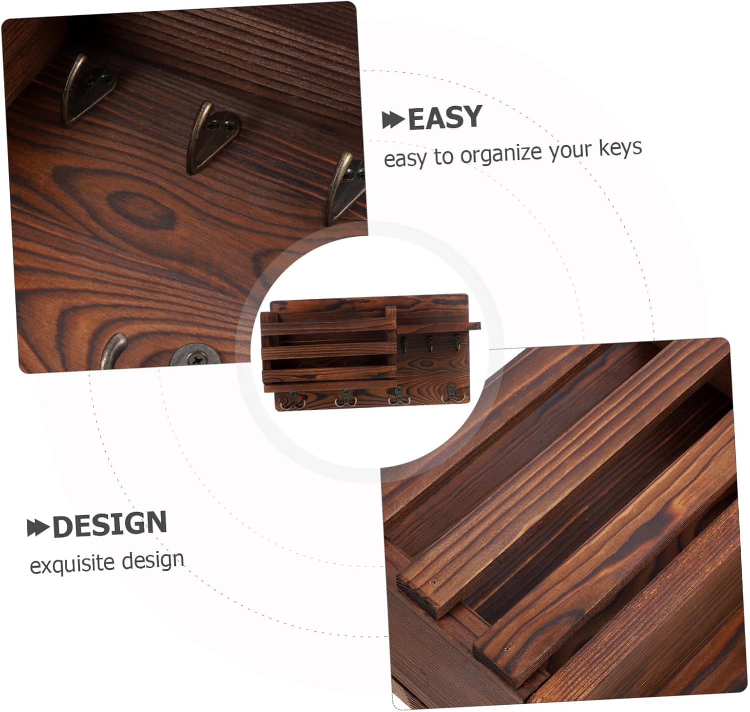 Cabilock Living Room Wooden Key and Purse Holder Wall Organizer Practical Wall-Mounted Storage Rack with Hooks for Entryway and Hallway Decor Easy Installation for Daily Sundries