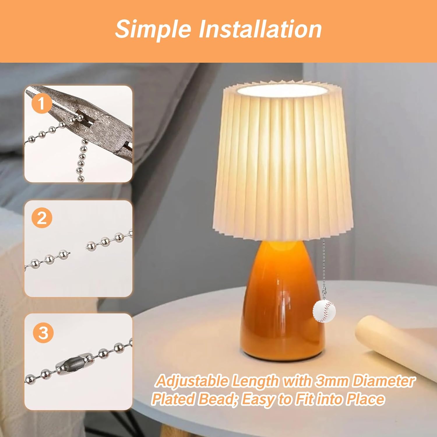 BRBASAP 2Pcs Ceiling Baseball Football Pull Fan Chain Set 12'' Sports Fan Pulls Nickel Decorative Extension for Ceiling Light Lamp Fan Chains Unique Long Cord Puller Ornaments