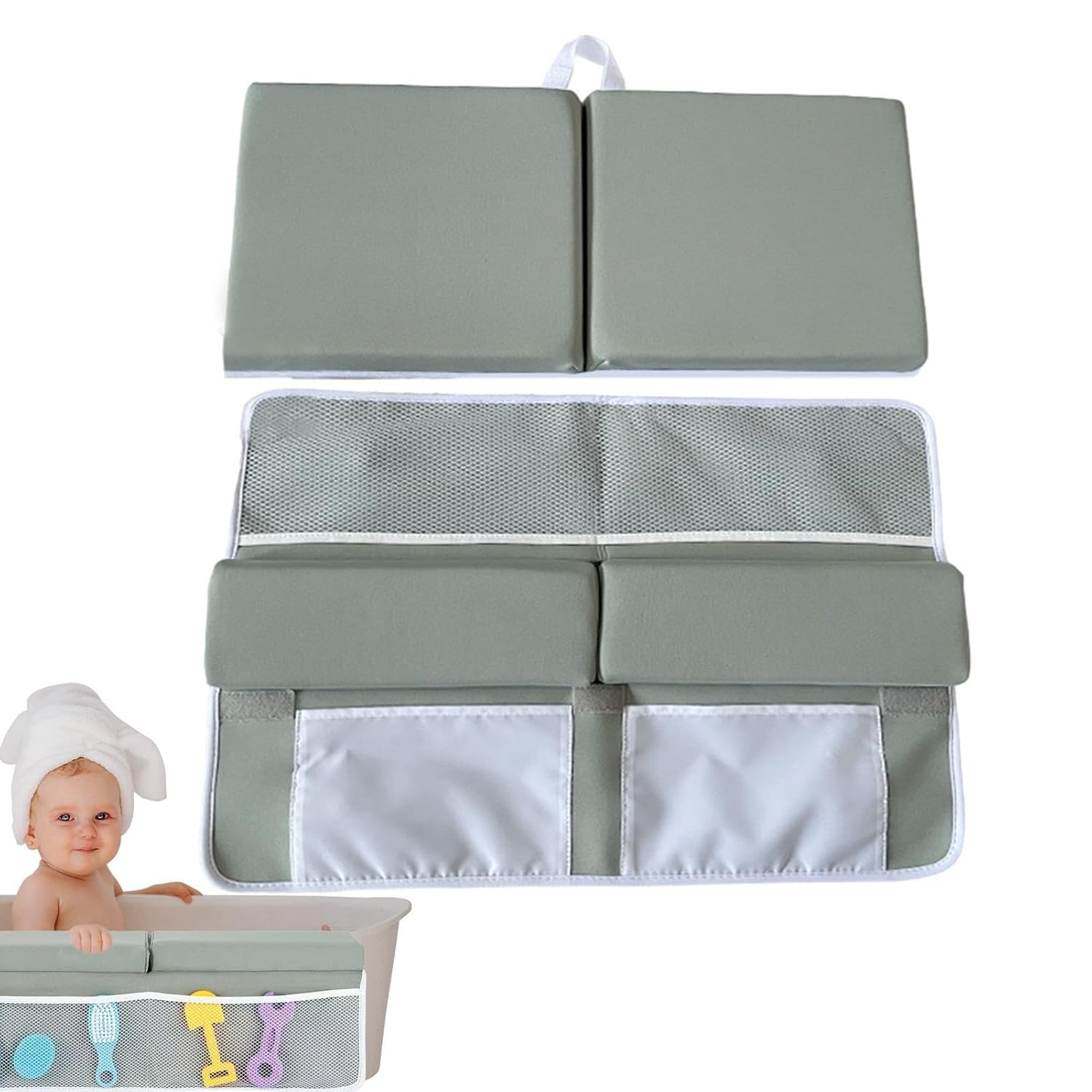 Bath Kneeler and Elbow Rest – Thick Foam Padding, Comfortable Support, Water Resistant, Easy Storage | Babyy Bath Kneeling Pad for Todler Care, Parent Comfort, Bathroom Safety, Washing, Cleaning