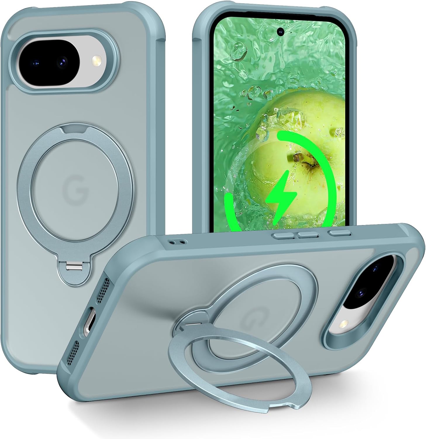 Magnetic for Google Pixel 10a Case with 360° Stand, [Military Grade Drop Protection] Matte Translucent Slim Case for Google Pixel 10a 6.3", Green