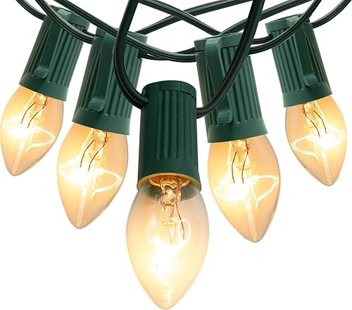 new one Luces de Navidad C7, paquete de 3 tiras de luces de Navidad para exteriores de 25 pies (3 x 25) con 25 (3 x 25) bombillas incandescentes