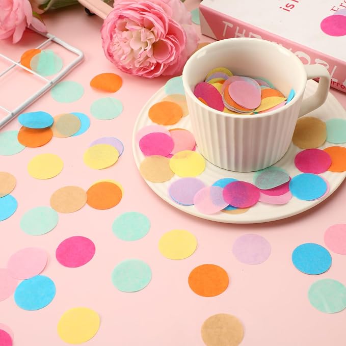 Confeti multicolor de papel de seda 5.4 oz redondo 1 pulg miniatura 5