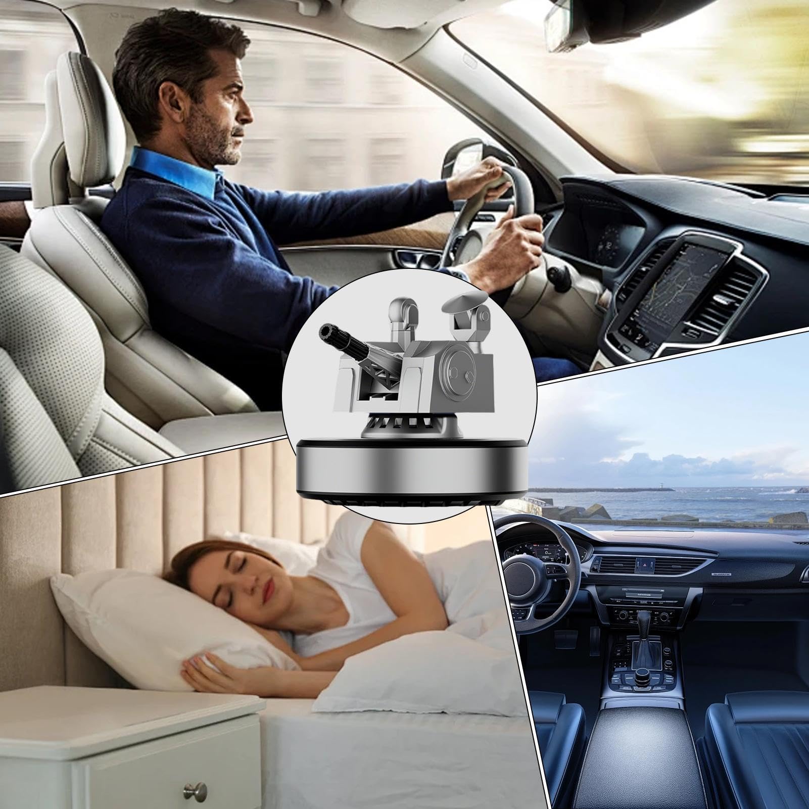 Profumatore Per Auto Diffusore Di Profumo Rotante A Cannone, Intenso E A | Purificatore Solare Da Interni Utilizzabile in Cruscotto, Camion, Casa, Studio e in Viaggio