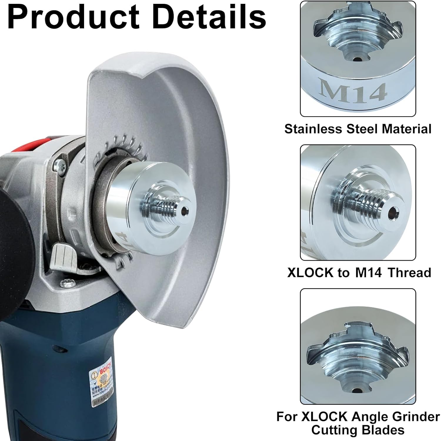 XLOCK Adapter to M14 Thread Adapter Kit with Grinder Quick Change Nut, Suitable for 22.23mm Arbor Saw Blades, XLOCK Angle Grinders