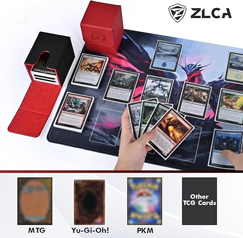 Miniatura 5 de ZLCA Caja de cartas para cartas intercambiables con 2 divisores, caja de almacenamiento de tarjetas para más de 100 tarjetas de una sola manga,