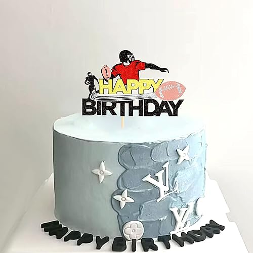 Miniatura 5 de Ercadio Paquete de 1 pelota de rugby con purpurina para tartas de fútbol americano, para tartas de fútbol americano, para decoración de tartas de