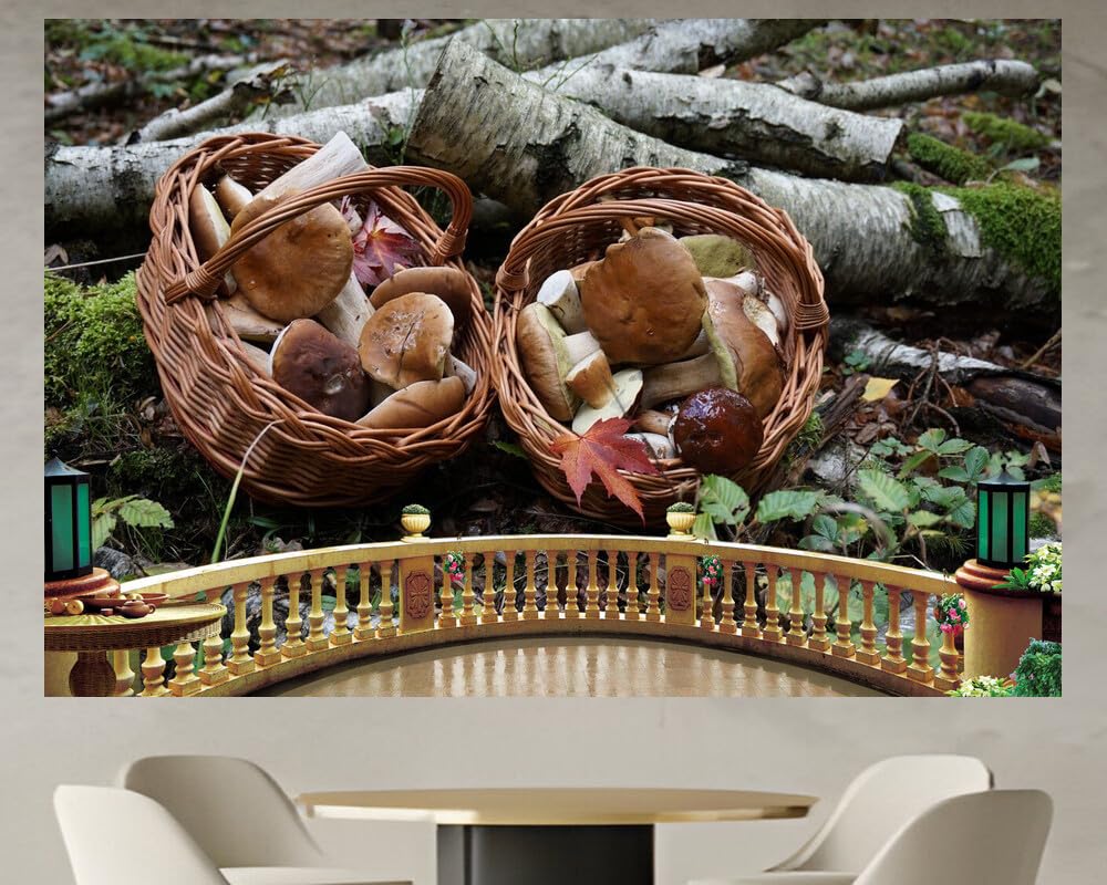 JVERF - JZZD24861 Mushrooms Nature Penny bun Wicker Basket| Self