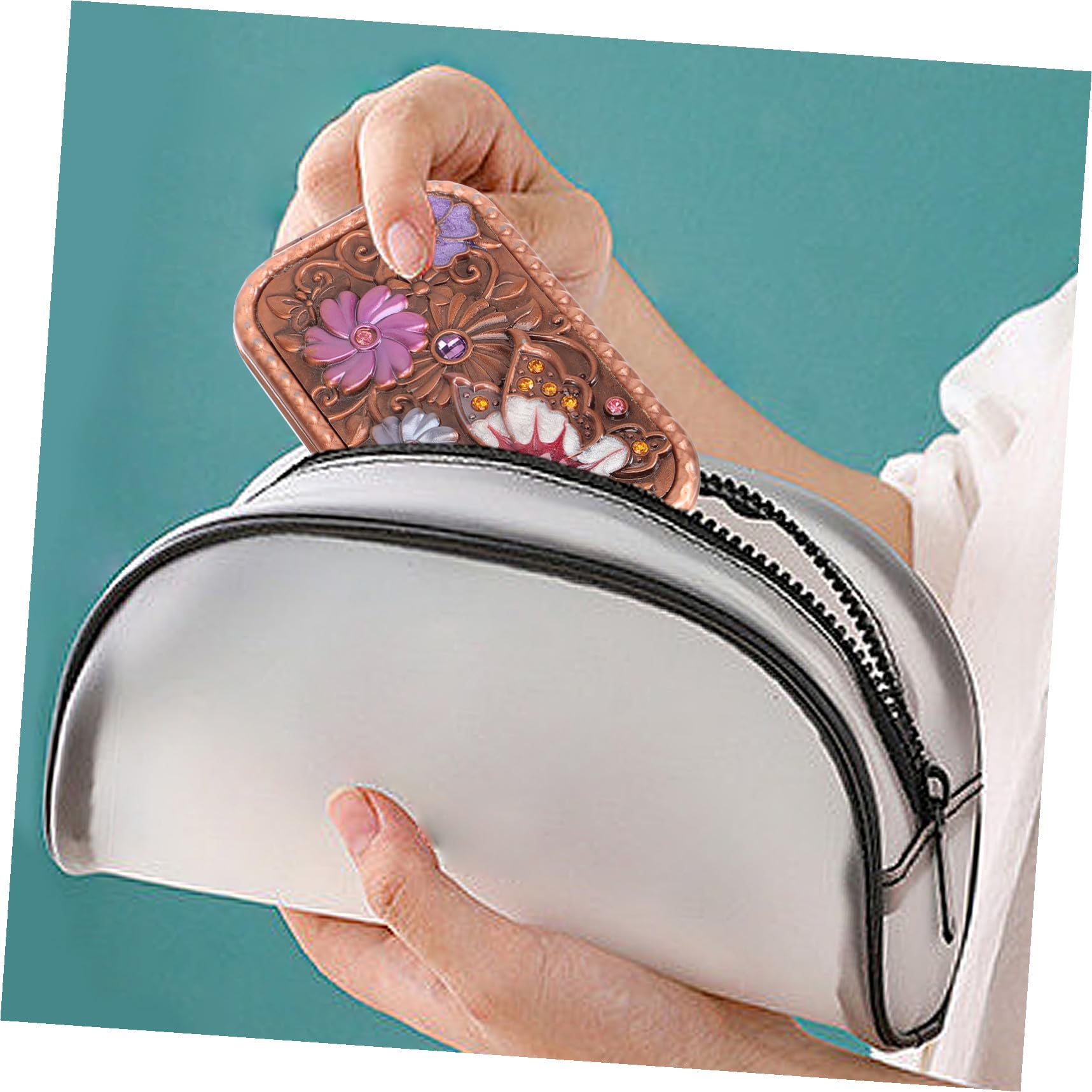 2pezzi Retro Pieghevole Bifacciale Portatile Accessorio Cosmetico Per e