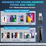 Wireless Microphone for iPhone/iPad/Android Phone, RICCHI 2 Pack Mini Microphone with Noise Cancelling & LED Display, Lavalier Microphones Clip on Lapel Mic for Video Recording, Vlog, Podcast, TikTok