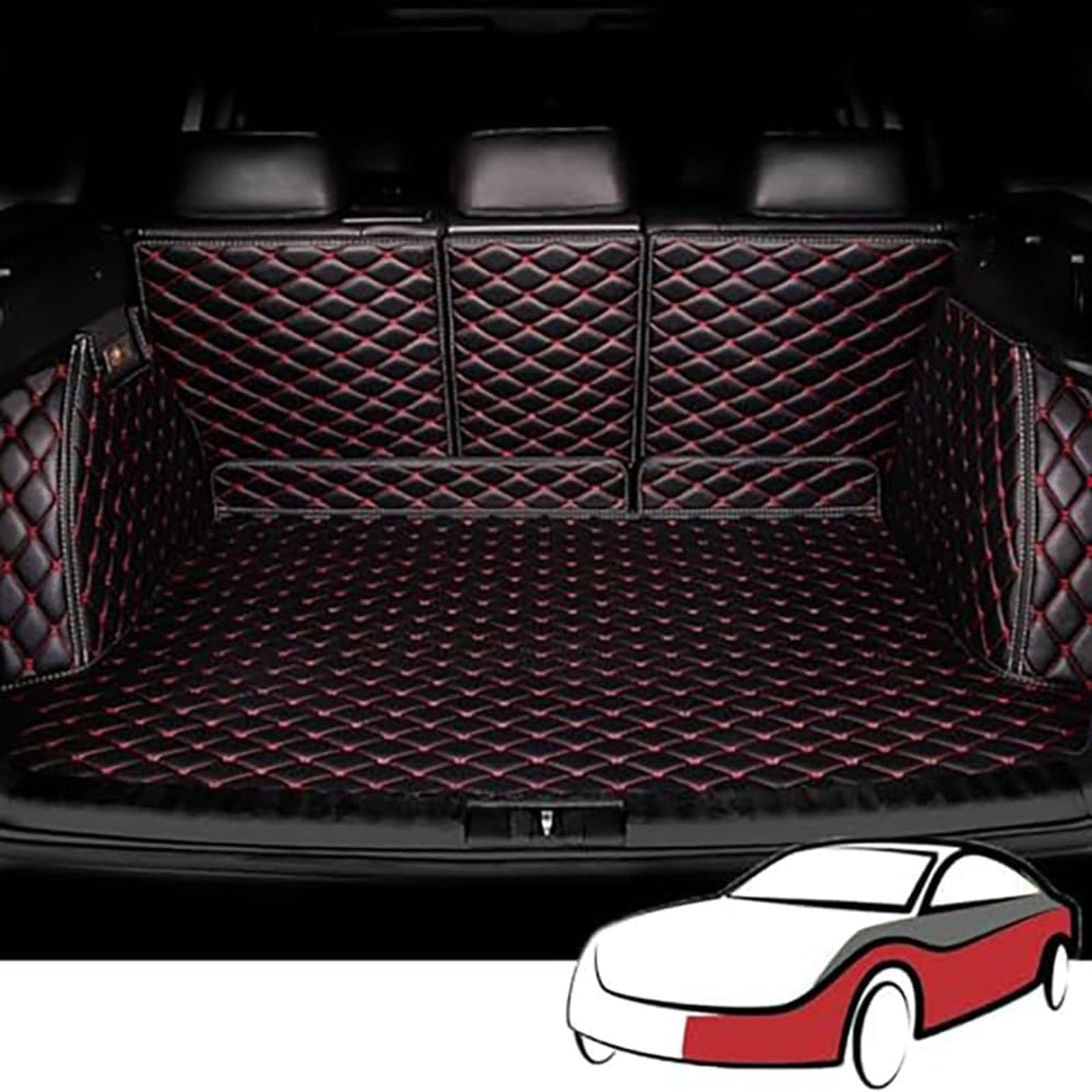 Car Boot Mat Liner For Renault Arkana 2021-2025, Leather Anti Scratch Protector Pad Liners Trunk Carpets Accessories,D/Black Red