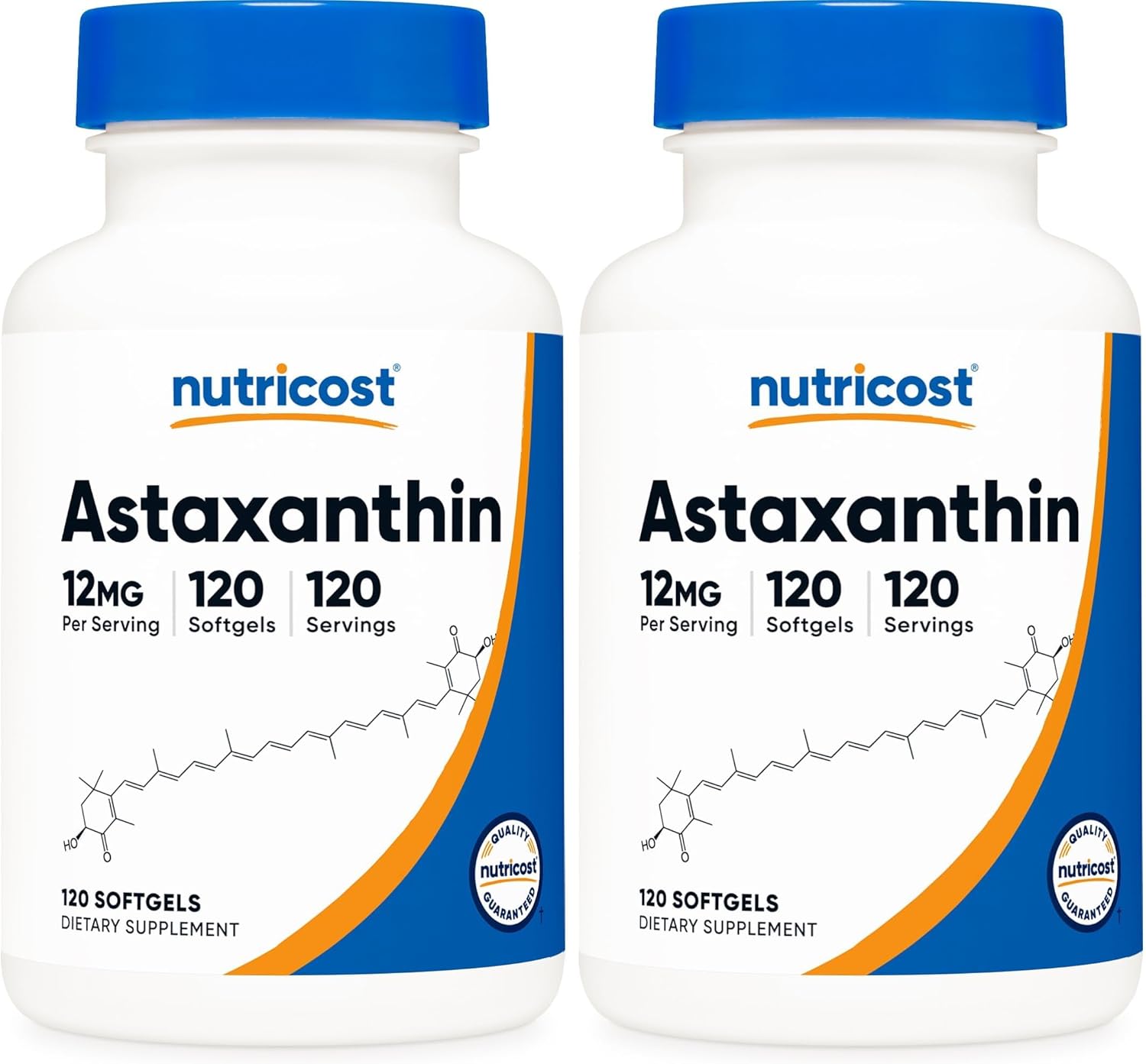 Nutricost Astaxanthin 12mg, Non-GMO and Gluten Free, 120 Softgels (4 Month Supply) (Pack of 2)