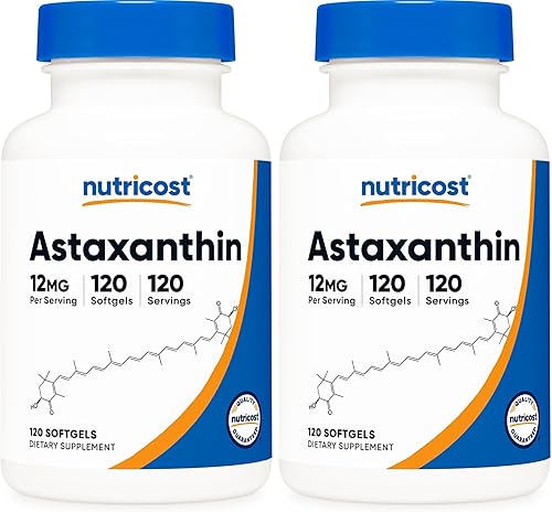 Miniatura 9 de Nutricost Astaxantina 12 mg, 30 cápsulas blandas, sin OMG y sin gluten