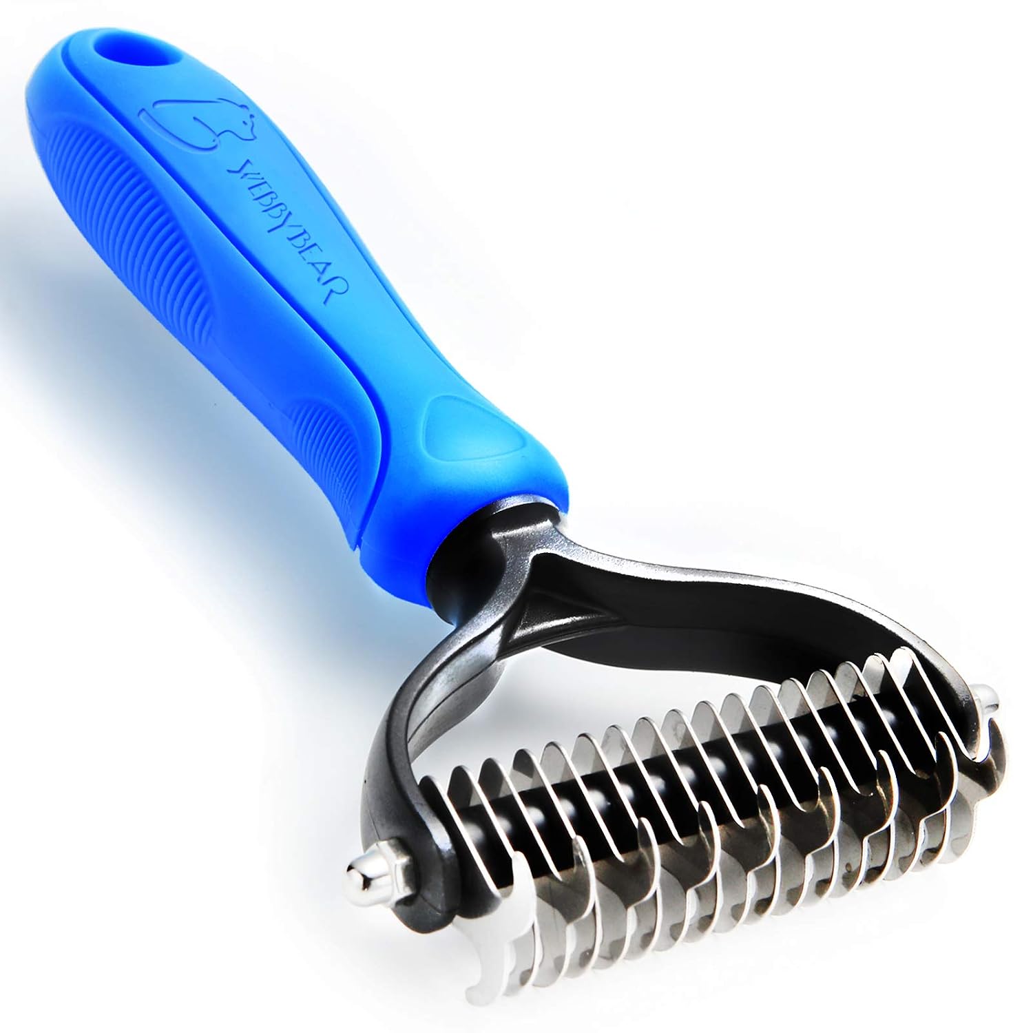 WEBBYBEAR Deshedding Dog Brush, Double Sided Undercoat Rake for Dogs & Cats, Professional Pet Hair Remover and Dematting Tool, Blue…