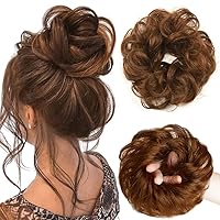 Vista 1 de 1 pieza de cabello de moño desordenado, 1 pieza de extensiones de cabello rizado ondulado con banda de goma elástica para mujeres y niñas, extensión