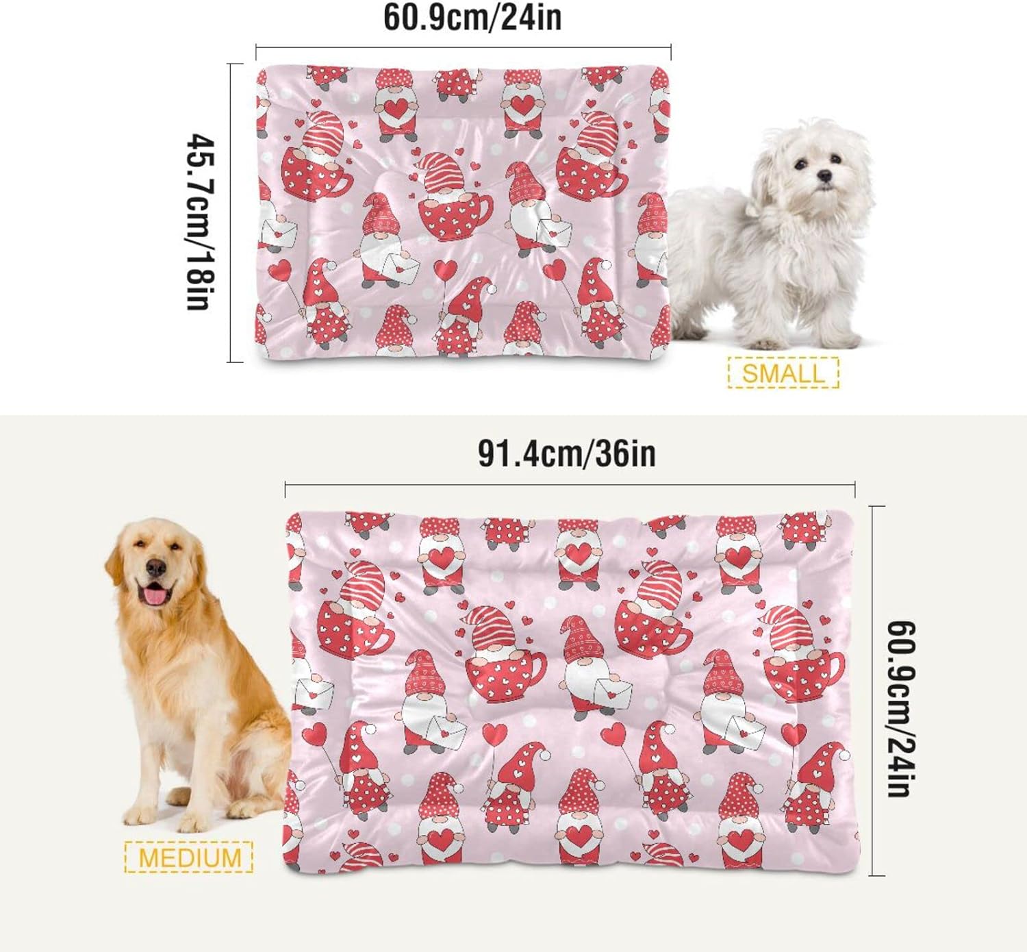 review Ultra Soft Pet Bed Washable Dog Bed Crate Mat for Dogs Fleece Dog Crate Kennel Pad Cat Pet Bed Liner 24x18in Valentine Gnomes