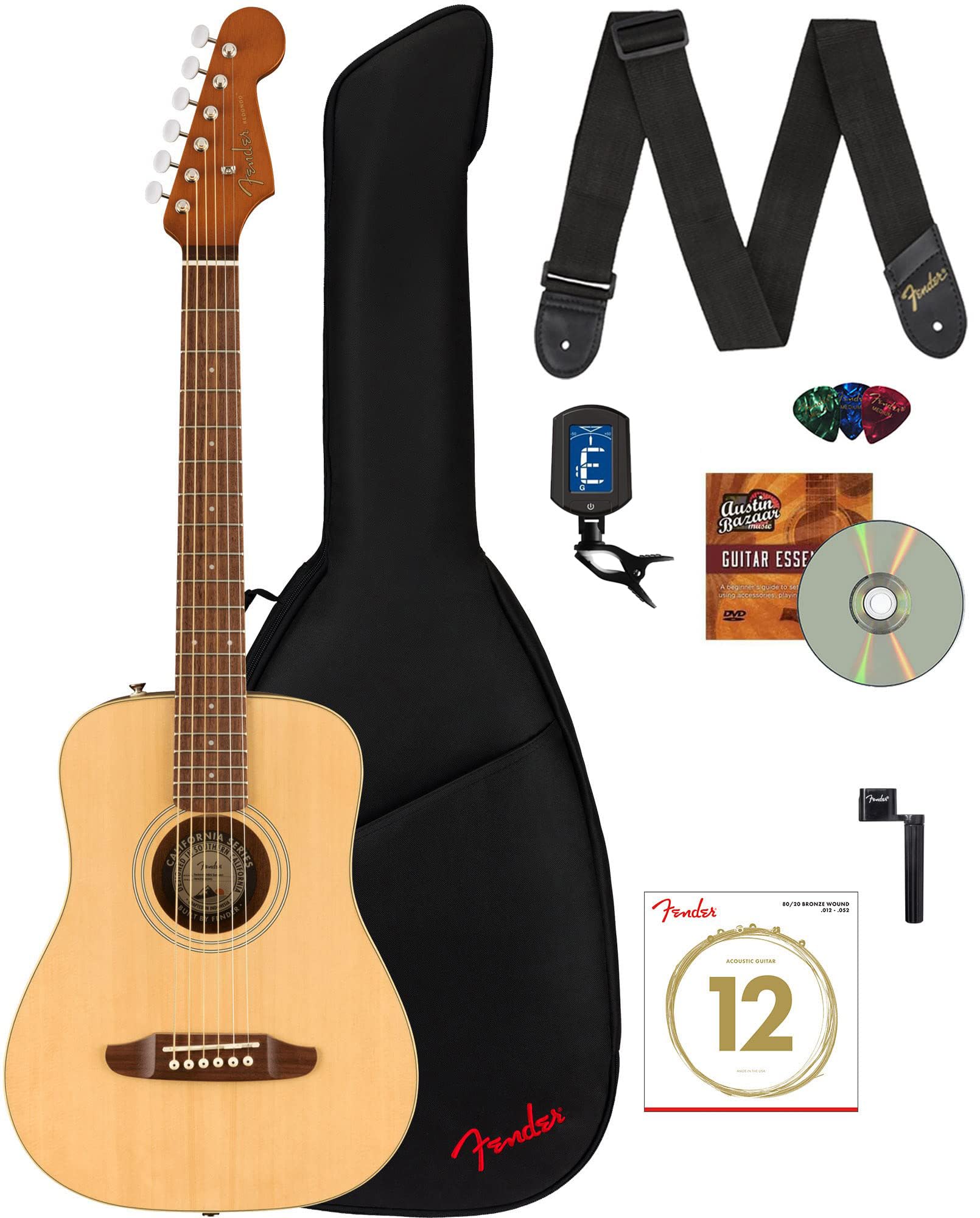 ギター fender acoustic guitar mini Dorsey Music - Fender Sonoran Mini Acoustic Guitar, Natural w/bag
