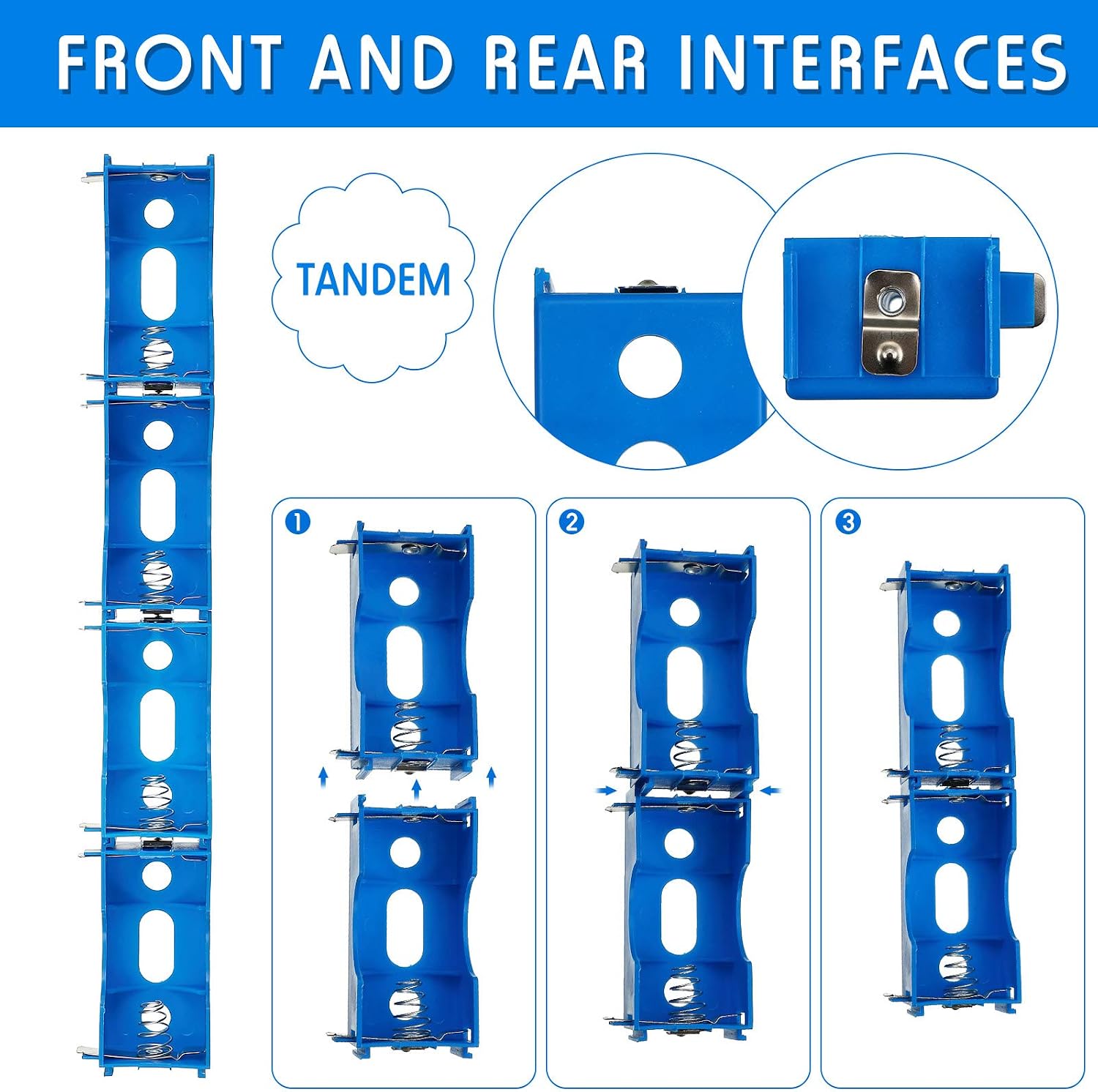 LEIFIDE 8 Pieces D Cell Battery Holder Series or Parallel Storage D Size Battery Case Physical Science Plastic Holder Box Container, Blue