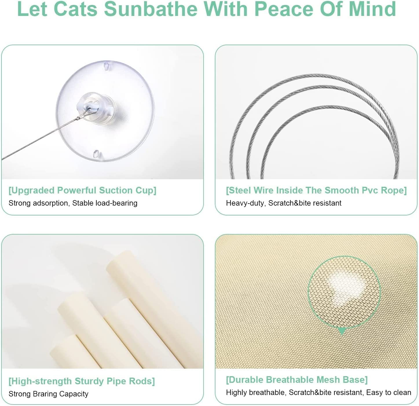 Fenêtre de lit de Chat, lit de siège de fenêtre de Chat Hamac Design Peu encombrant 1pcs Ventouse supplémentaire