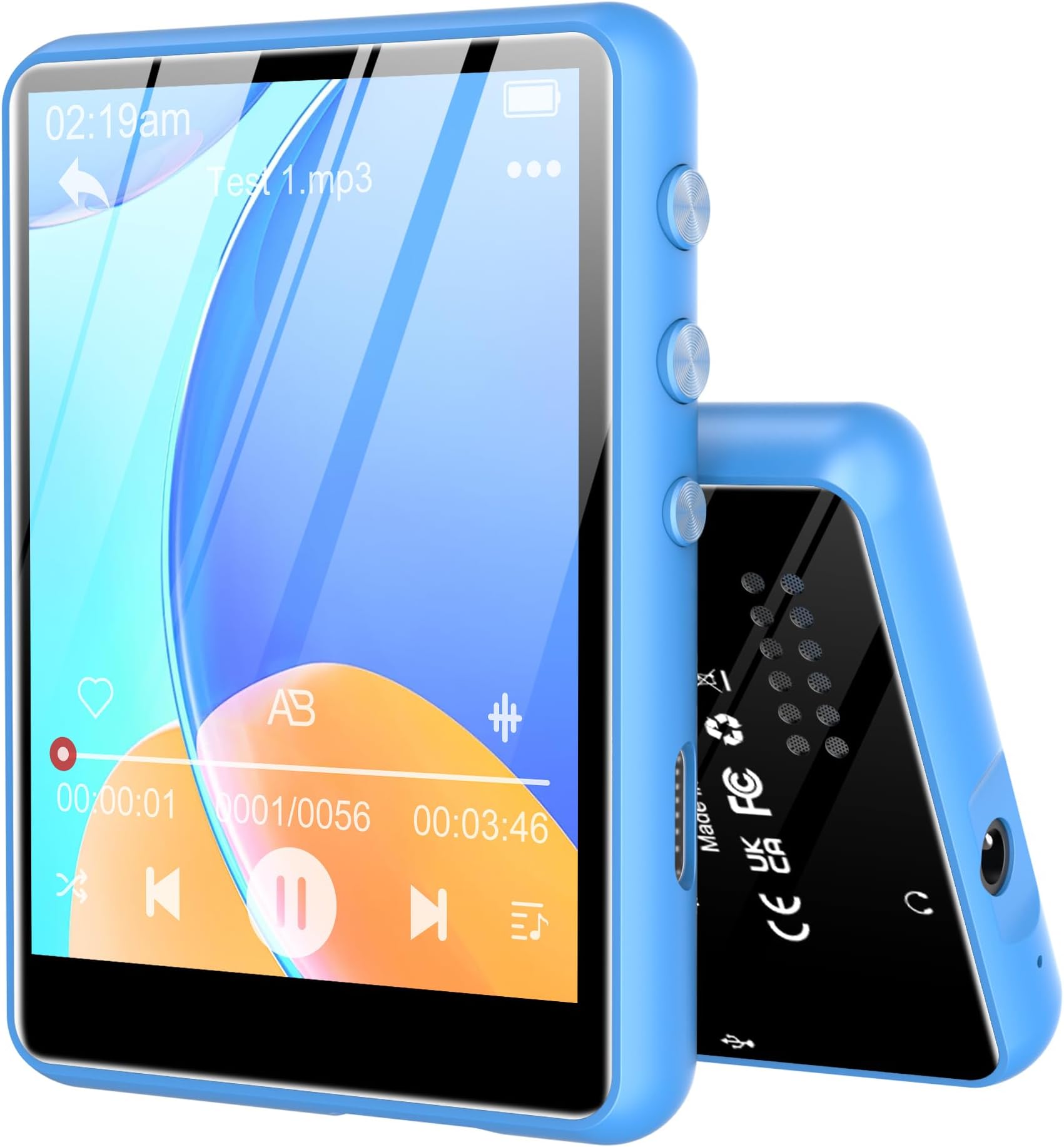 64GB MP3 Player - SWOFY M4 Music Player with Bluetooth 5.3 HiFi Sound Shuffle Single Loop FM Radio Built-in HD Speaker Mini Design Ideal for Sport (Earphones Included)