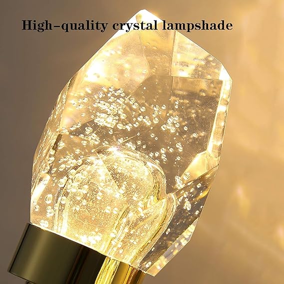 CukYi Wall Lamps Compatible with Living Room Modern LED Wall Sconce Lighting Light Luxury Background Wall Crystal Wall Lamp Wall mounted Double head Indoor Lighting Compatible with Bedroom Aisle Corridor Wa photo 3