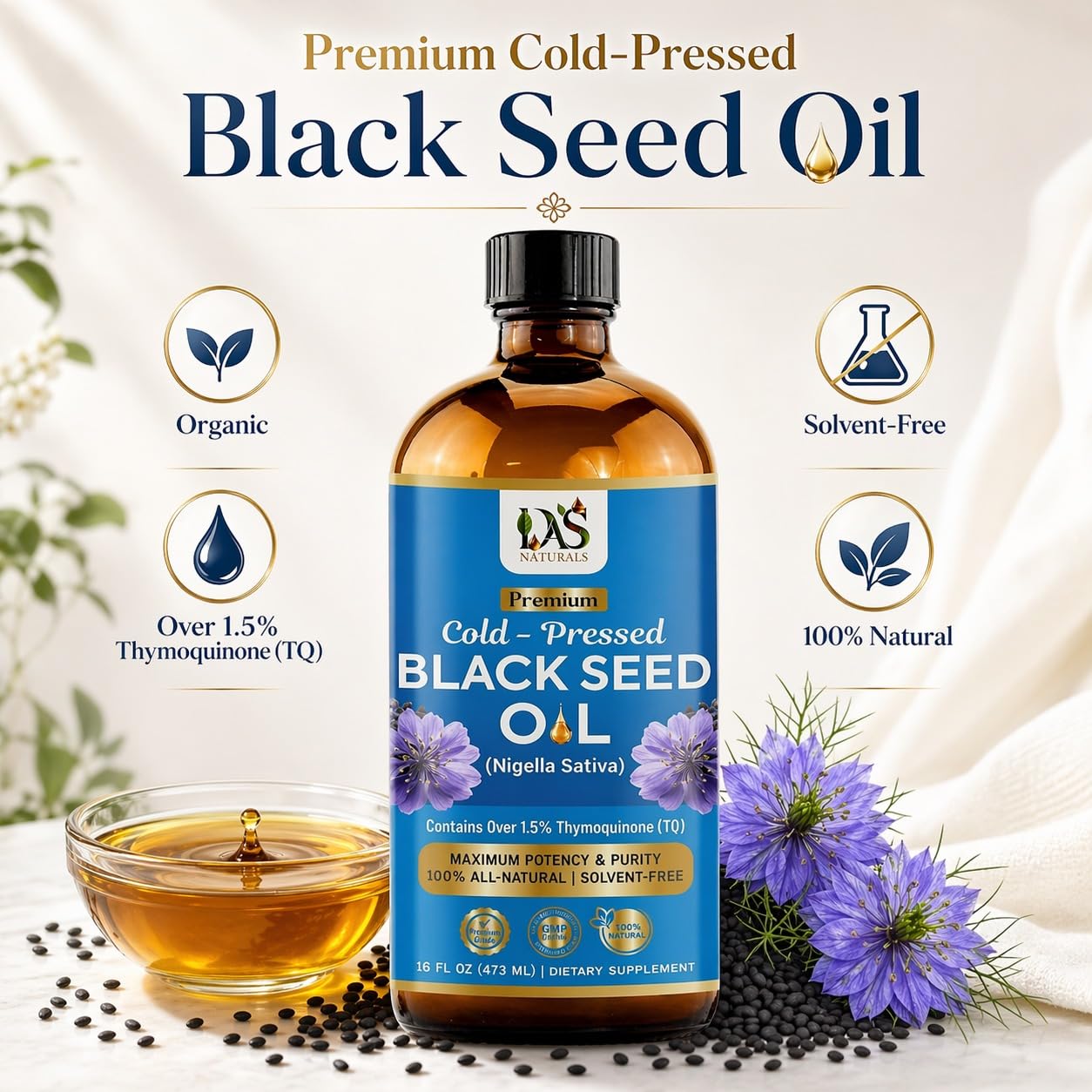 Black Seed Oil Cold Pressed, Nigella Sativa Kalonji, 16 Fl Oz — Amazon image 3