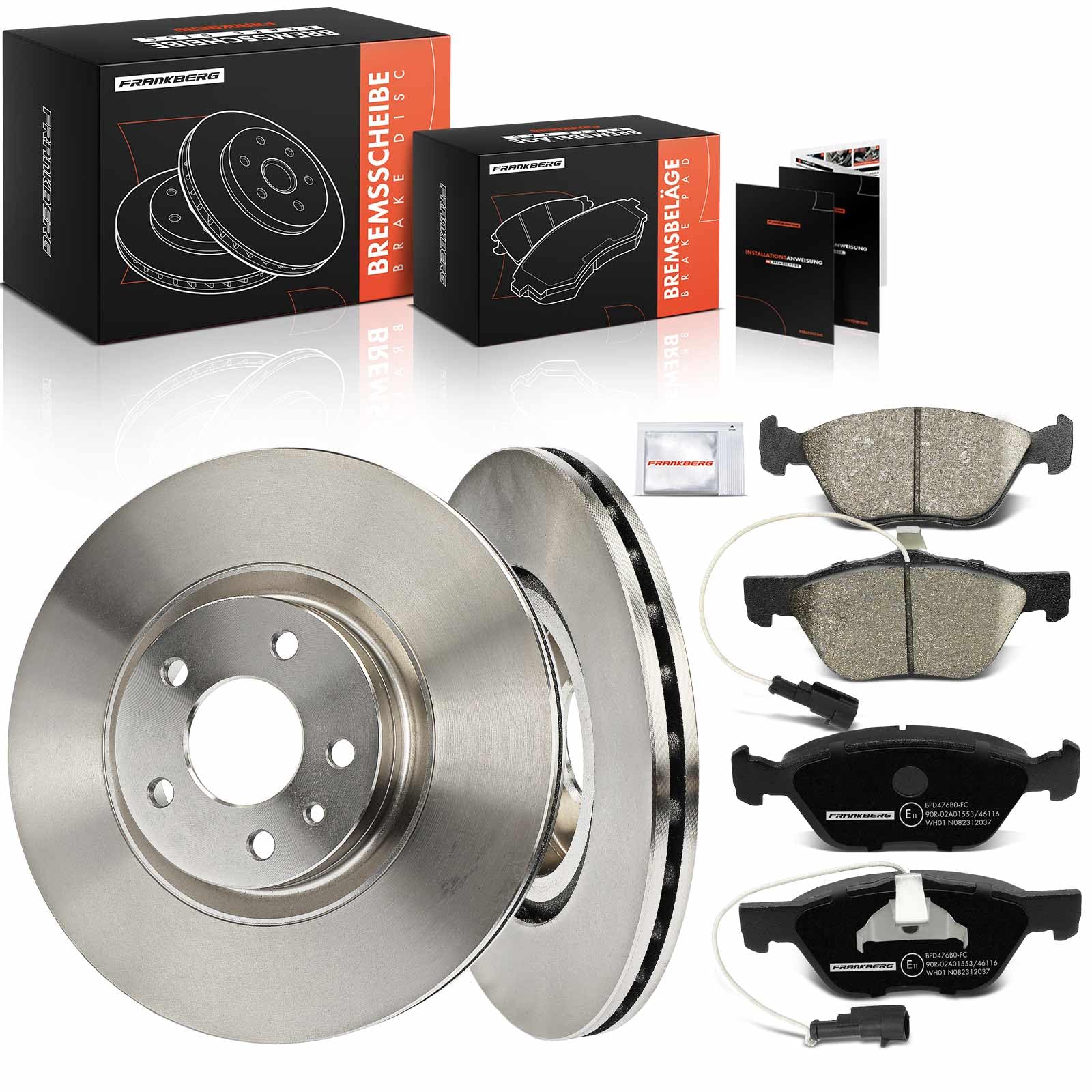 Frankberg Set freni incl. 2x Dischi Freno + 4x Pastiglie dei Freni Anteriore Compatibile con 147 937 GT 937 156 Sportwagon 932 156 932 GTV 916 Replace# 77362222,9947156