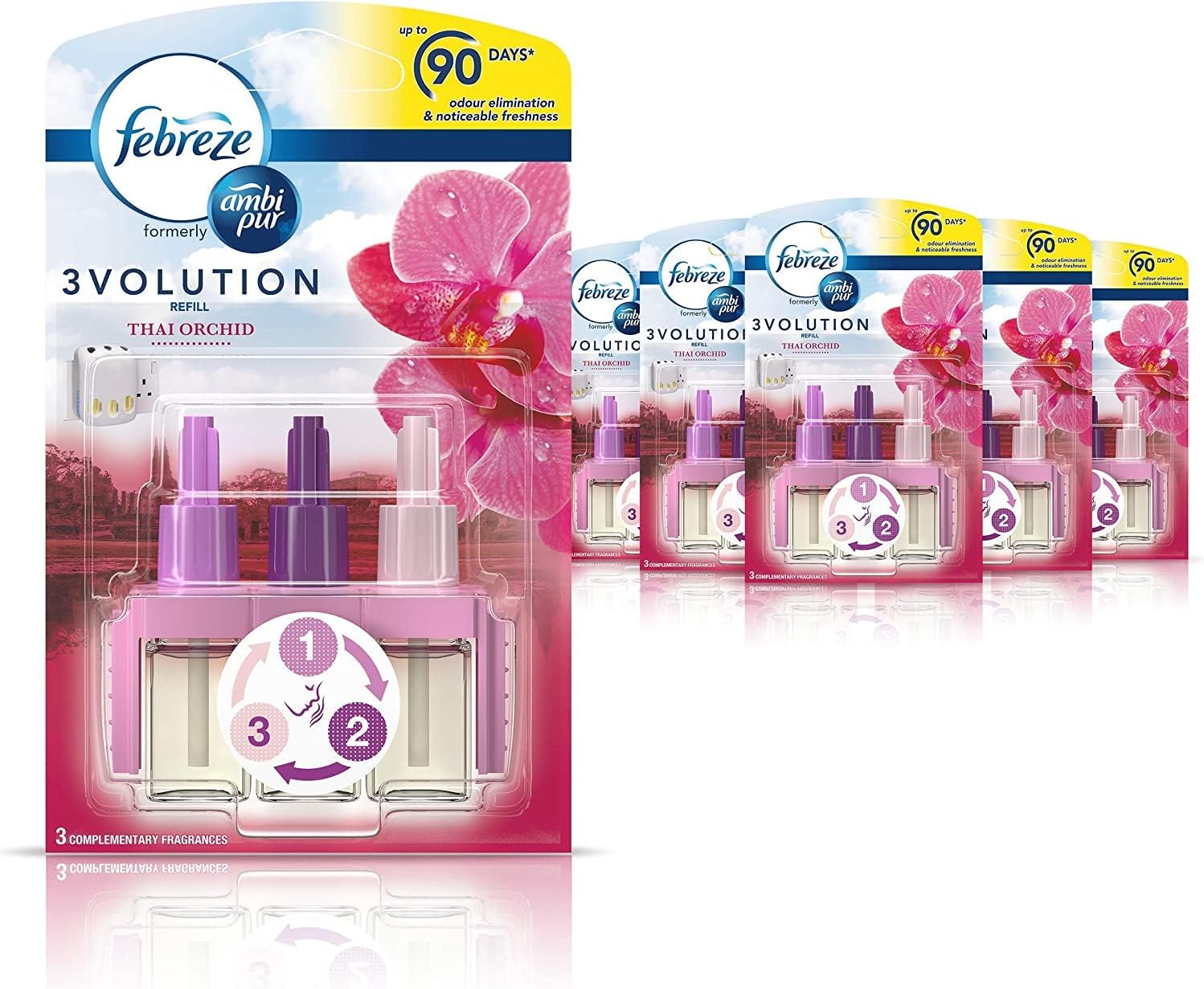 Febreze Ambi Pur 3Volution Air Freshener PlugIn Diffuser Refill, Odour Eliminator, Thai Orchid
