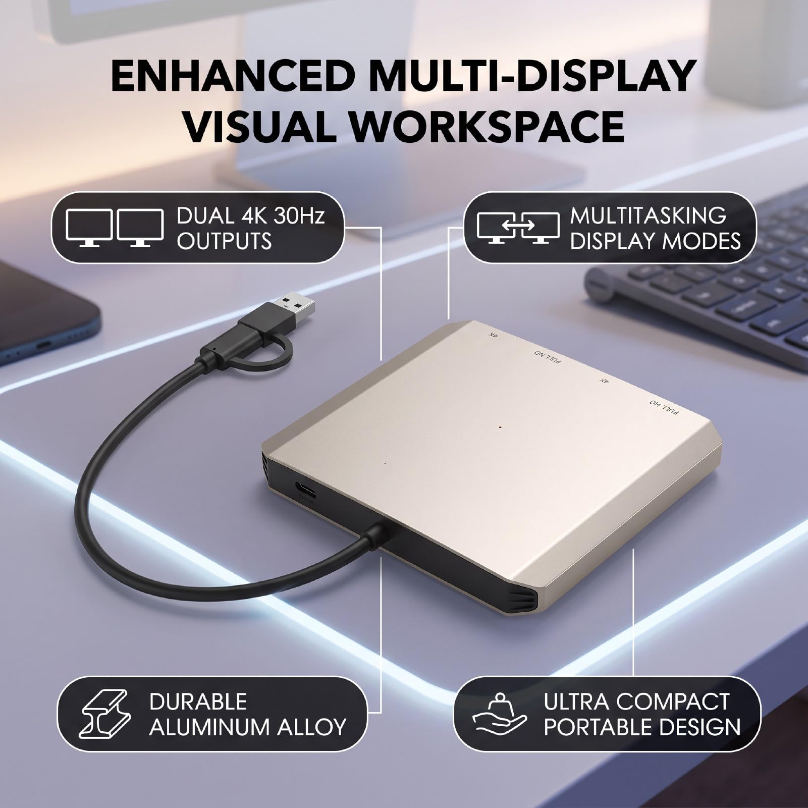 USB C Docking Station con Doble Salida 4K
