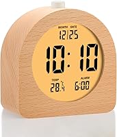 Vista 11 de Plumeet Reloj Despertador Digital de Madera para Dormitorios, Reloj Despertador de Madera de 4'' a Batería con Repetición y Luz Nocturna, Reloj