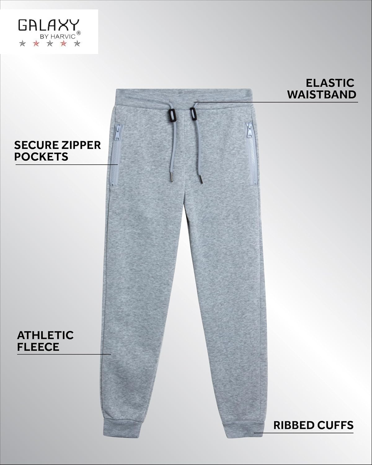 Galaxy by Harvic Boys Sweatpants - Athletic Soft Fleece Jogger Pants for Boys with Zipper Pockets - Size Up for Ideal Fit - Image 2