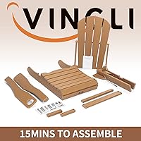 Vista 7 de VINGLI Silla Adirondack plegable de plástico con soporte para tazas, material de polietileno de alta densidad 100% reciclable, impermeable, cómoda