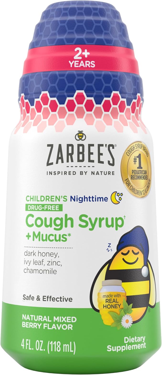 Zarbee's Children's Nighttime Honey Cough Syrup + Mucus for…