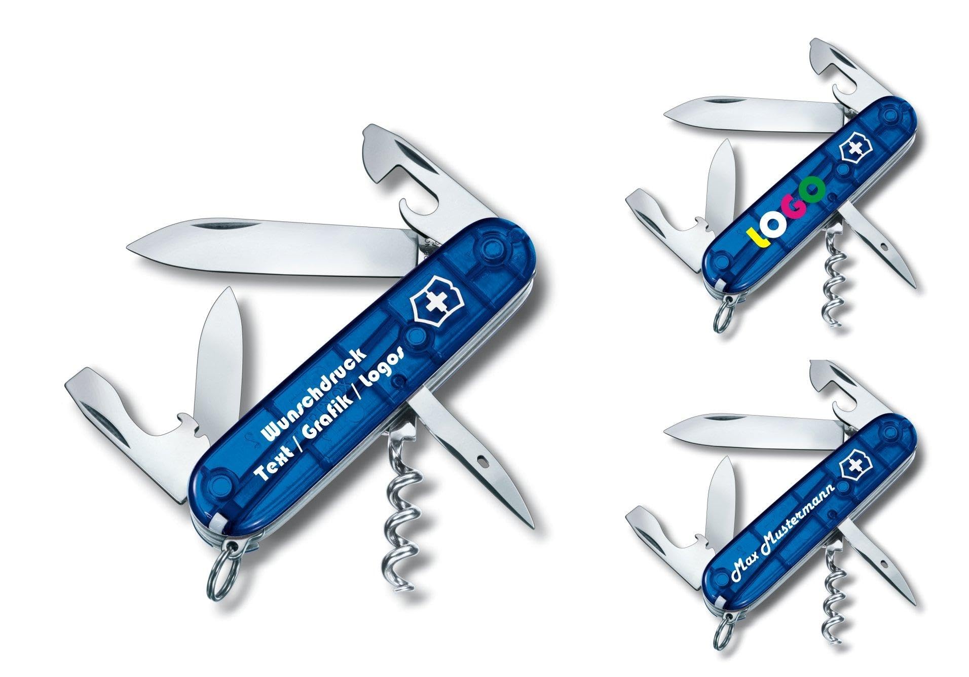 Victorinox- Spartan Navaja con Personal Texto, Presión, Motive. Slogen, Logos Multicolor Personalizada con Logo en el Carcasa de Plástico Escrito o Gráfico Fino Impresión Digital