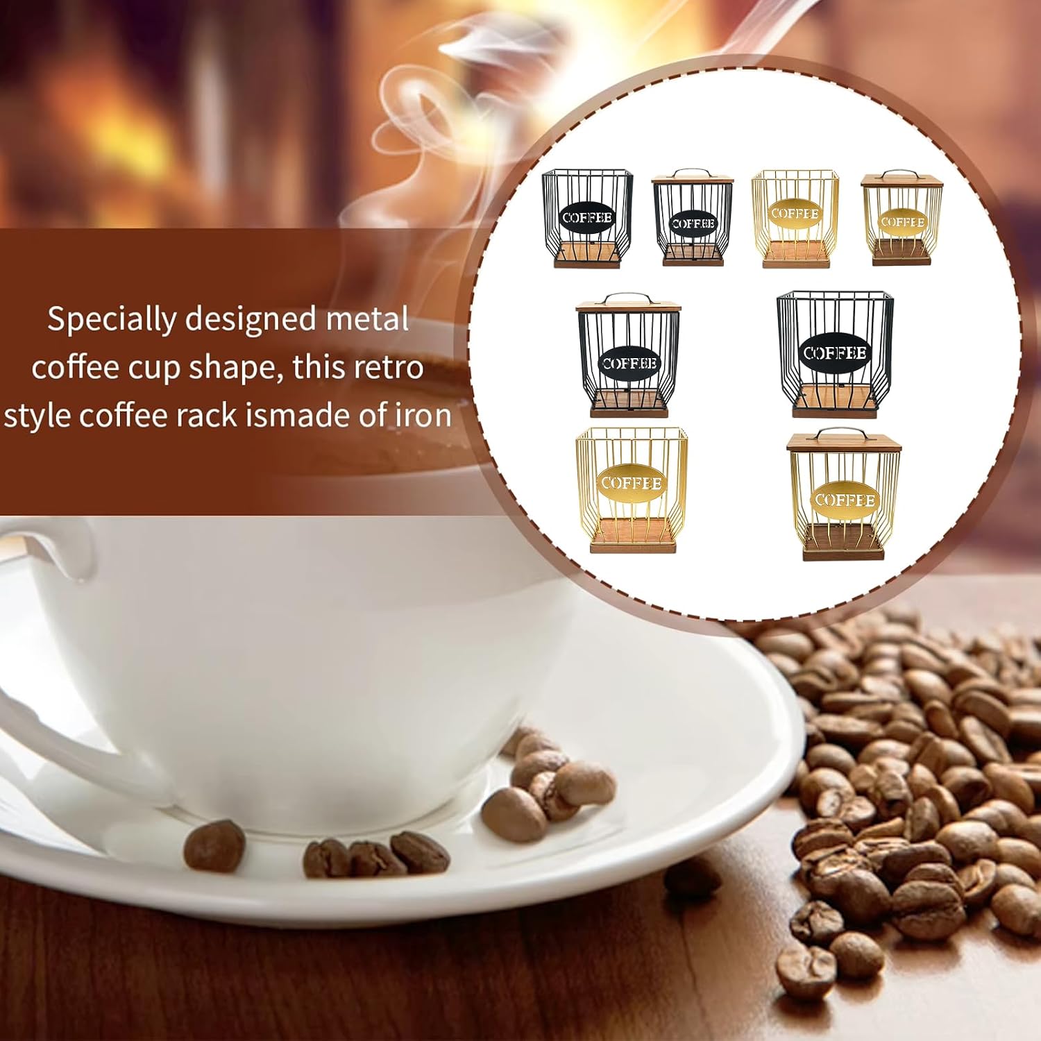 Stylish Coffee Holder Basket Opening Designs Accessory for Easy Organization and Protective From Moisture Dustproof Coffee Box