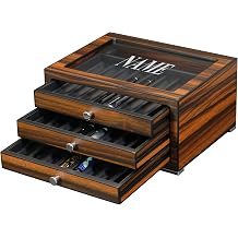 Customizable and Engravable Personalized 24-Slot Wooden Avid Pen Collector Box and Pen Organizer with Glass Window Brown - 24 Pen