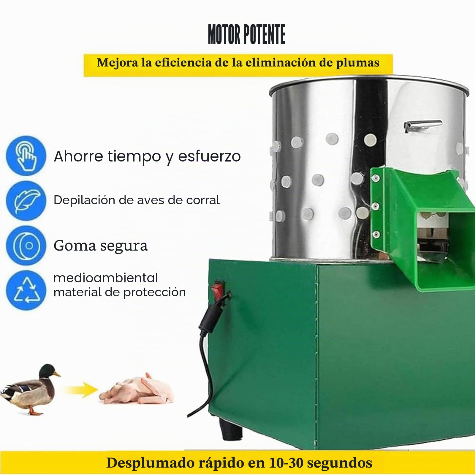 Máquina Desplumadora de Pollo Máquina Desplumadora de Aves de Corral Pluma Automática para Aves de Corral Pájaro Pato Pavo Codorniz Granja (Solo Pájaros Pequeños Como)