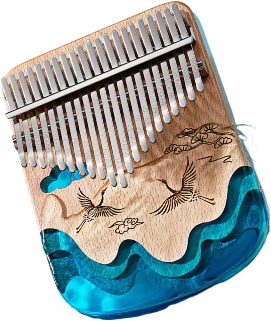Beginners Kalimba Resin Kalimba Made Of Beech Wood 21 Keys Portable Easy To Learn Whale Crane(Cranes)
