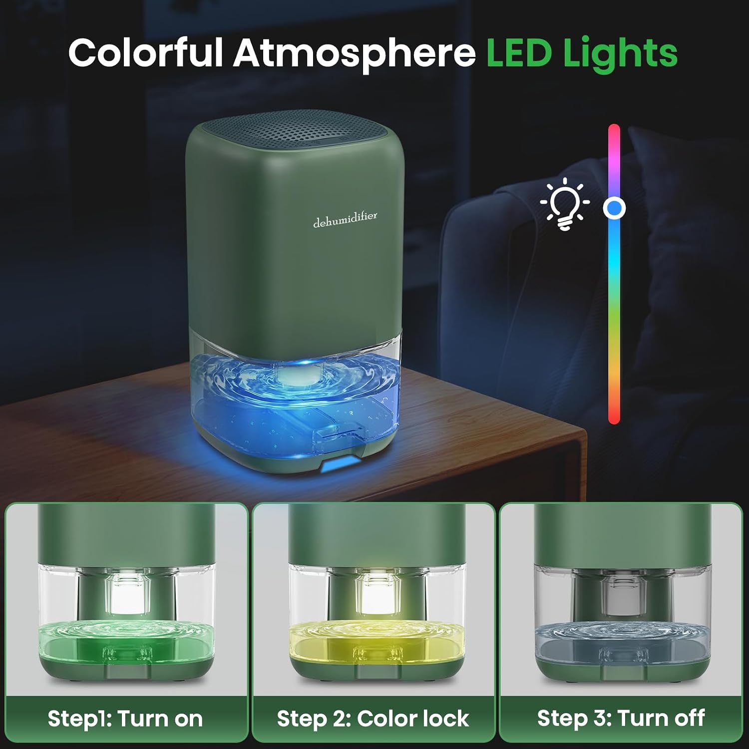 Dehumidifier, 35 OZ Small Dehumidifiers for Room for Home, Quiet with Auto Shut Off, Portable Dehumidifier for Bedroom (280 sq. ft), Bathroom,RV,Closet Colorful Moisture Absorbers Dehumidifiers, Green